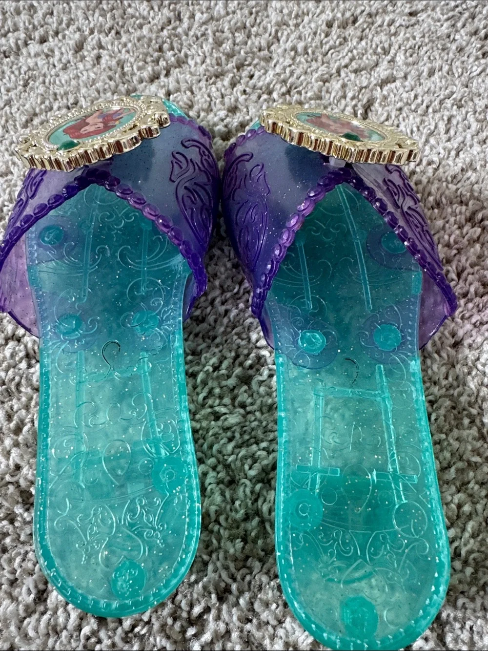 Girls' Ariel Jelly Slide Heels/ Sandals in Teal and Purple